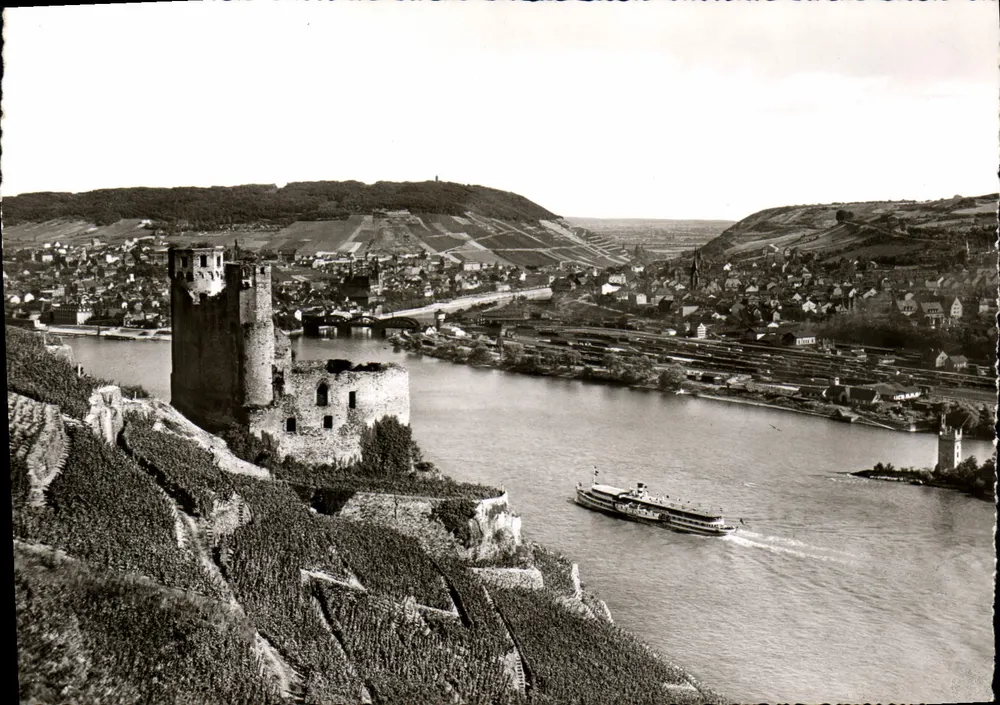 Ruinen von EHRENFELS, Mäuseturm und Bingen am Rhein — Georg Stilke, Köln d. Bestellnr. N.R. 3208 - Vorderseite
