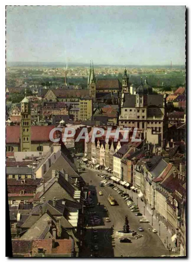 Augsburg — Maximilianstraße und Türme der Stadt — Andreas Verlag - Vorderseite