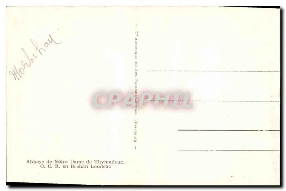 La Porterie — Abadia de Nossa Senhora de Thymadeuc — editor O.C.R. em Brehan Loudeac - Verso
