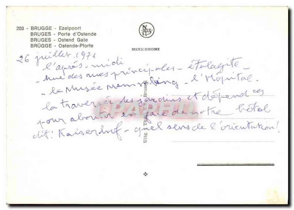 Bruges - Ezelpoort — Porta de Ostende — editor Neils, n°203 - Verso