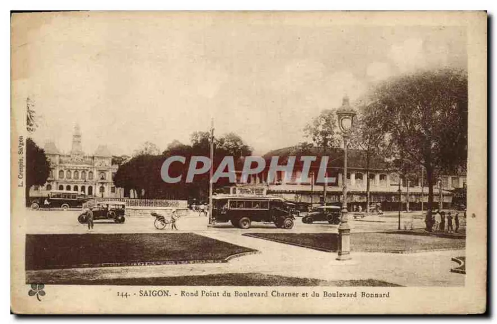 SAIGON - Kreisverkehr der Boulevards Charner und Bonnard — L. Graphie, Saigon, n°144 - Vorderseite