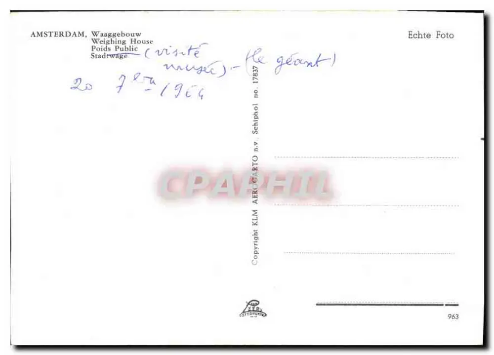 Amsterdam — Waaggebouw (Peso Público) — Schiphil n° 963 - Verso