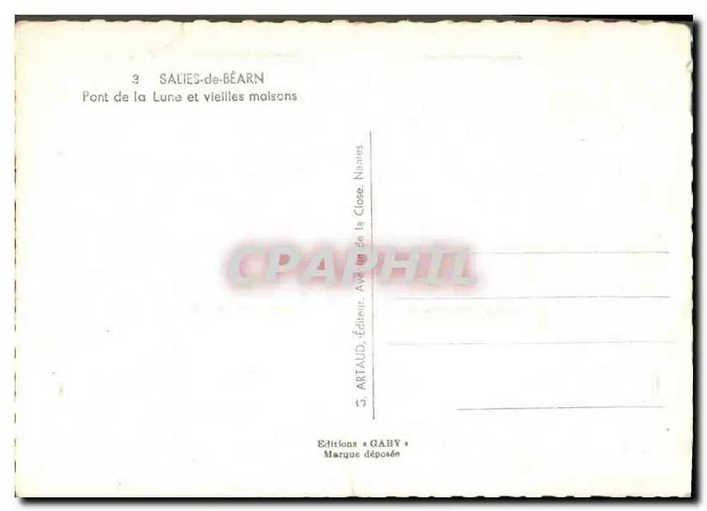 Salies-de-Béarn — Brücke des Mondes und alte Häuser — Verlag Gaby - Rückseite