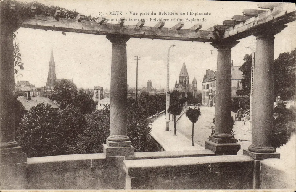 METZ - Ansicht vom Belvédère der Esplanade — n° 53 — Verlag impr. Ch. Bergeret, Mando-Neuf, Straßburg - Vorderseite