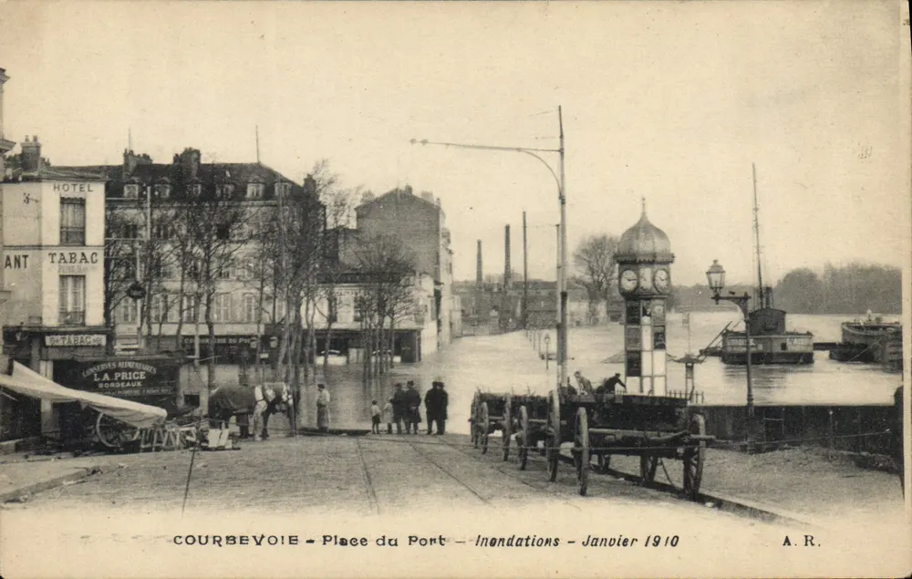 Courbevoie - Place du Port - Überschwemmungen - Januar 1910 — A.R. - Vorderseite