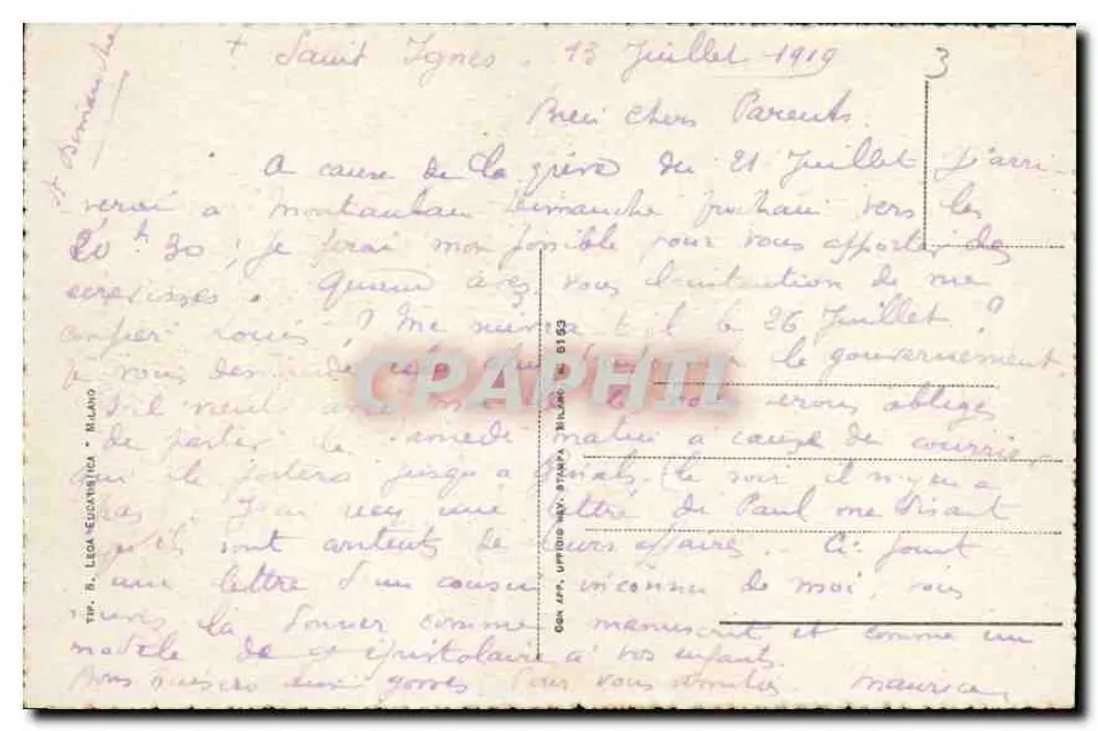 Jésus aidant le soldat — Gesù guida e Consolatore — editor T.P. R. LEGA ECCLESIASTICA - MILANO - Verso