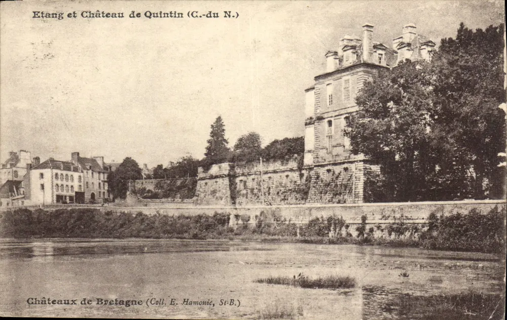 Lago e Castelo de Quintin (C.-du N.) — Castelos da Bretanha — Coleção E. Hamonic, St-B. - Frente
