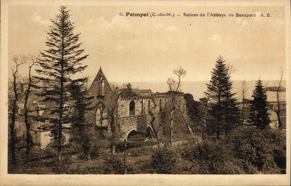 Paimpol (Côtes-du-Nord) — Ruínas da Abadia de Beauport — A. B. - Frente
