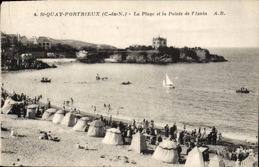Si-QUAY-PORTRIEUX (C.-du-N.) — La Plage et la Pointe de l'Isnin — A.B. - Vorderseite