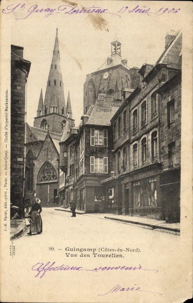 Guingamp (Côtes-du-Nord) — Vista das Torres — J.-B. Barat, editor-fotógrafo Paris - Frente