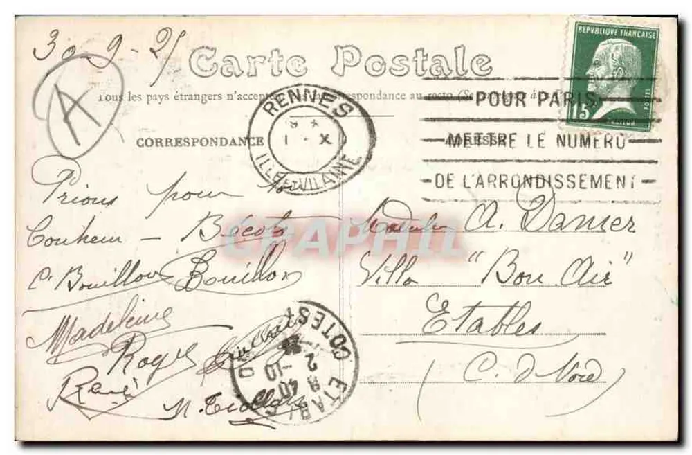 Chantepie (Il-et-V) — L'Église — éditeur Mary-Rousselière, Rennes, n°798 - Verso