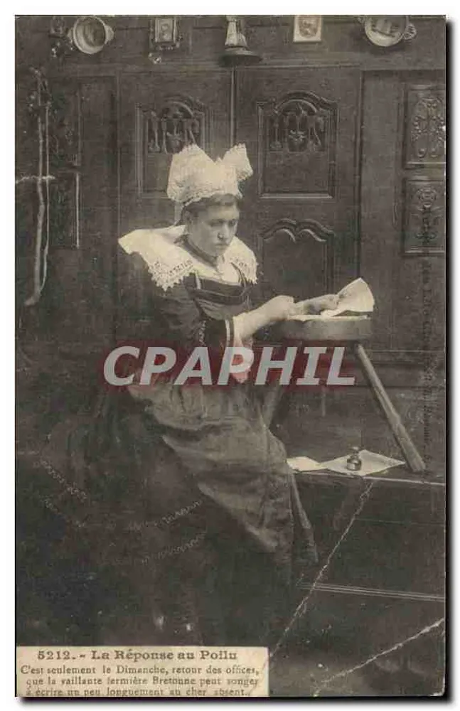 Fermière bretonne — scène intérieure avec armoire en bois sculpté — éditeur anonyme, n° 5212 - Vorderseite
