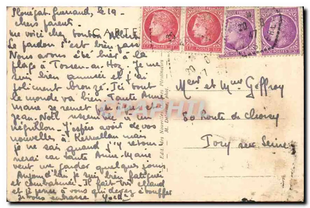 Plestin-les-Grèves (Côtes-du-Nord) — A Praia de Saint-Efflam — Editor Cring, n°37 - Verso