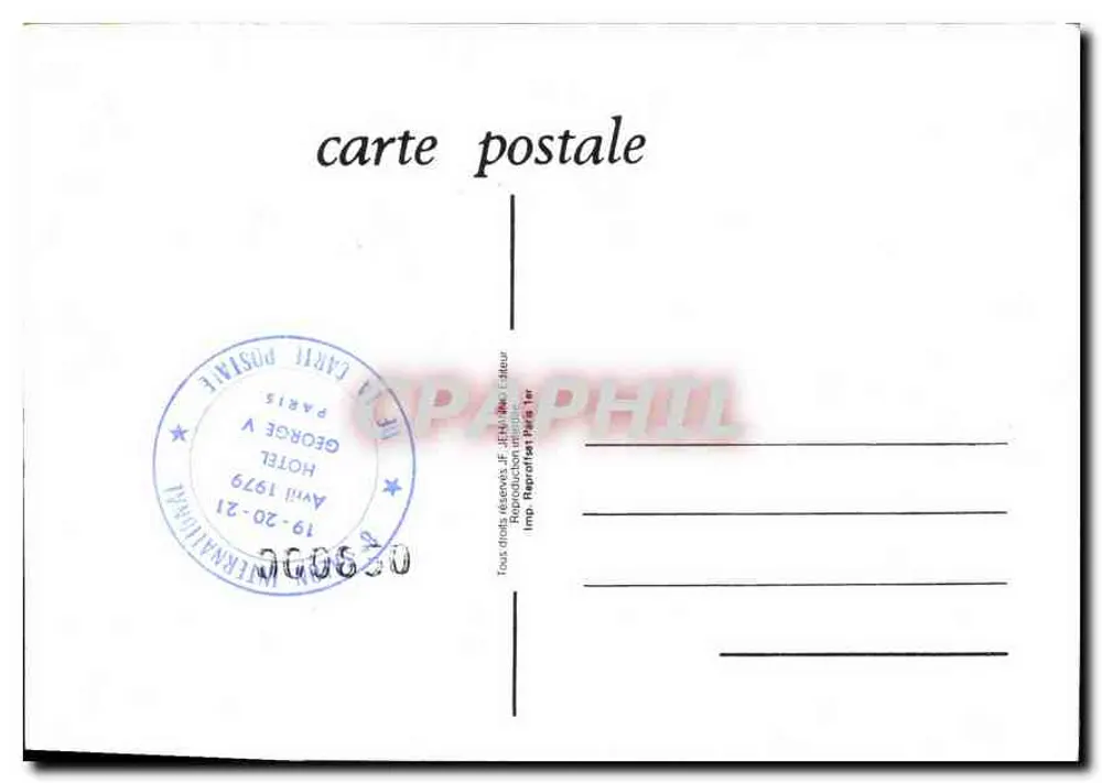 8. Internationale Postkartenmesse — Hotel George V, Paris — Verlag J.F. Jehanno, Nr. 30 - Rückseite