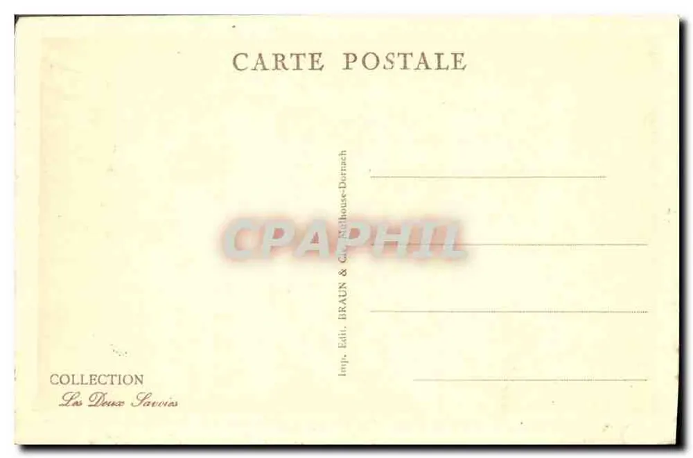 Chamonix — Seilbahn, Haltestelle Plan-Praz und der Aiguille Verte — Verlag Braun & Cie, Sammlung Les Deux Savoies - Rückseite