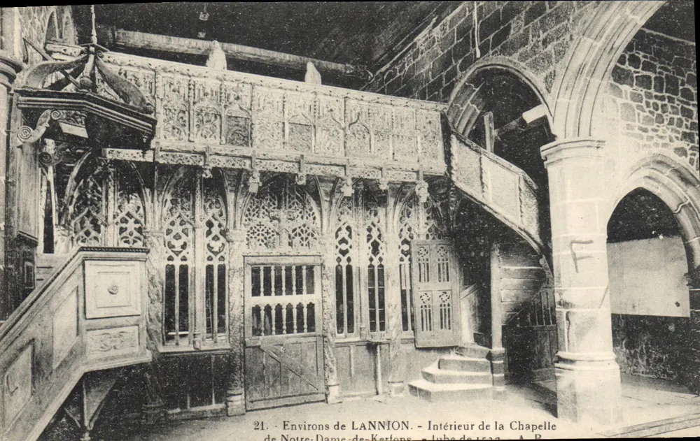 Innenansicht der Kapelle Notre-Dame-de-Kertlons — Umgebung von LANNION — A. Bréal, n°21 - Vorderseite