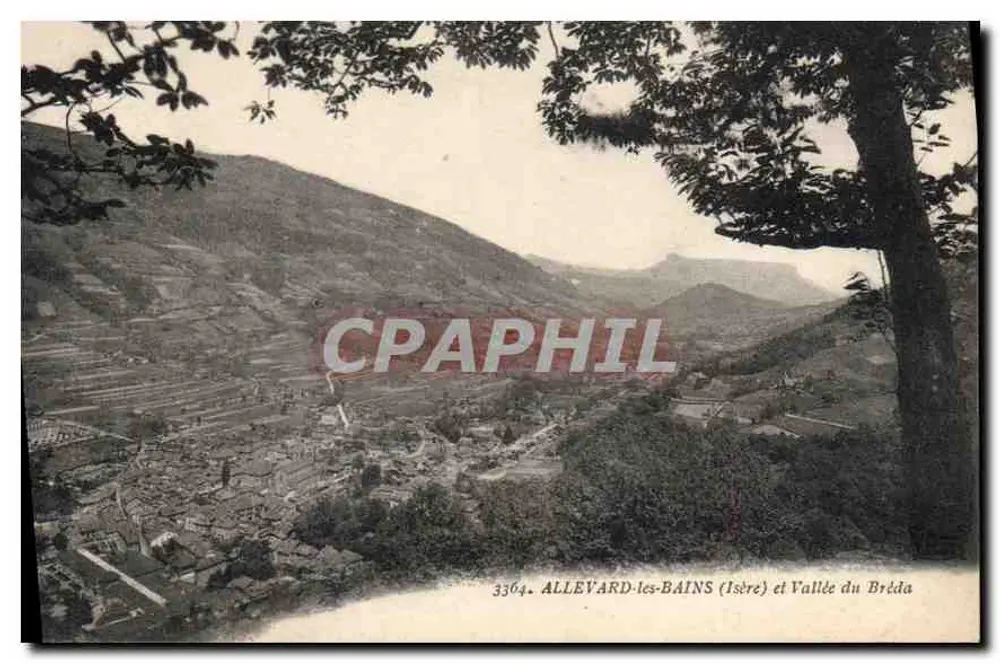 Allevard-les-Bains (Isère) e Valle del Bréda — vista panoramica — editore Moutinary, n° 3364 - Recto