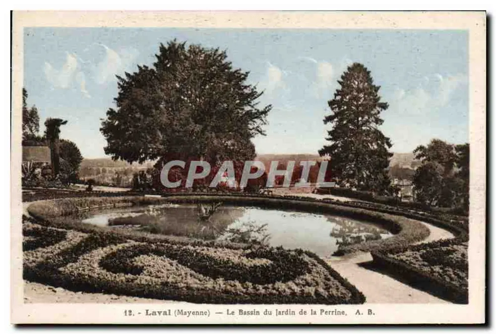 Laval (Mayenne) — Der Bassin des Gartens der Perrine — A. B. - Vorderseite