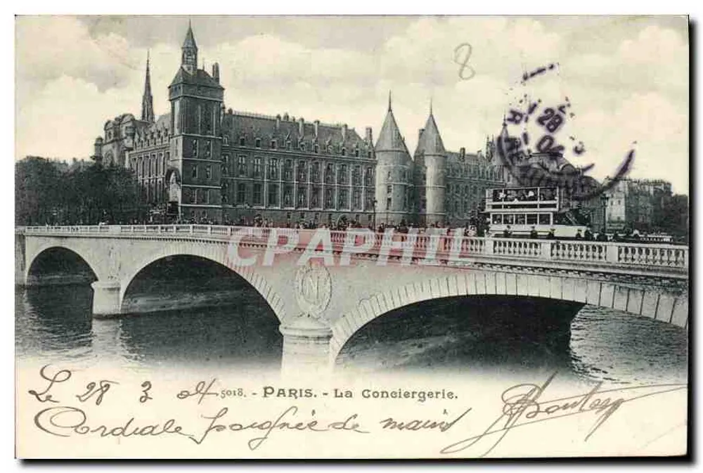 Paris - A Conciergerie — vista do ponte com trêmio — editor anônimo, n°8 - Frente