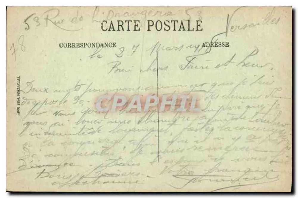 Versailles — Igreja de Nossa Senhora — Editor G. Gourlin, n° 124 - Verso