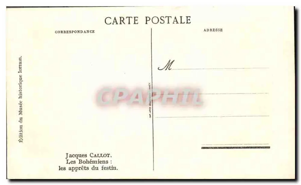 Die Zigeuner: die Vorbereitungen zum Festmahl — Jacques Callot — Edition des Musée historique lorrain - Rückseite