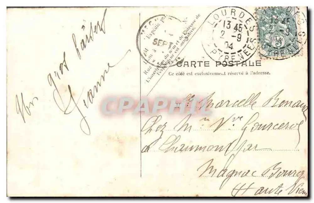 Lourdes — A Basílica e o Gave — V.P. Paris. No. 29 - Verso