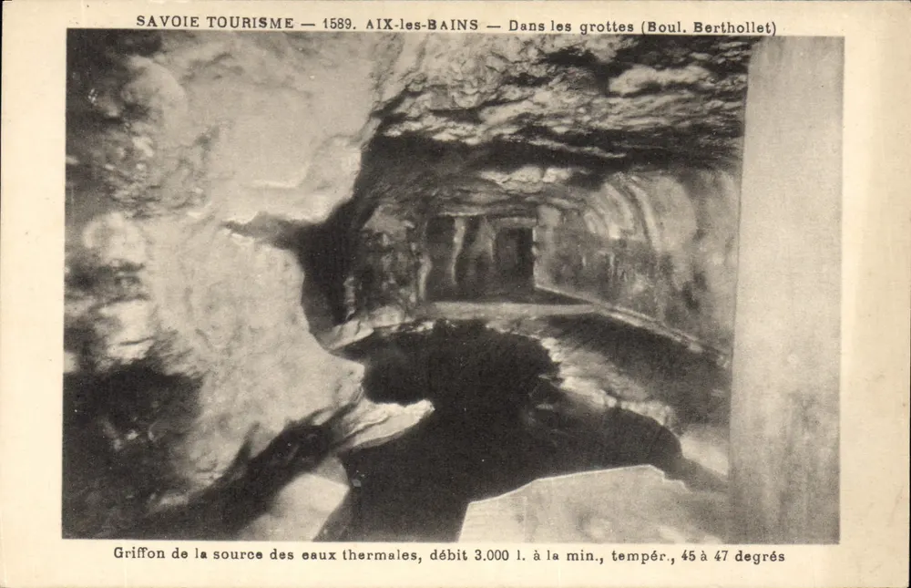 Höhlen von Aix-les-Bains — Griffon der Thermalquelle — Savoie Tourism, Boul. Berthollet - Vorderseite