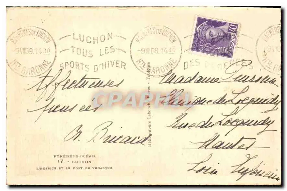 O Hospício e o Porto de Venasque — Pirineus-Orientais — editor Labouchère, n°17 - Verso