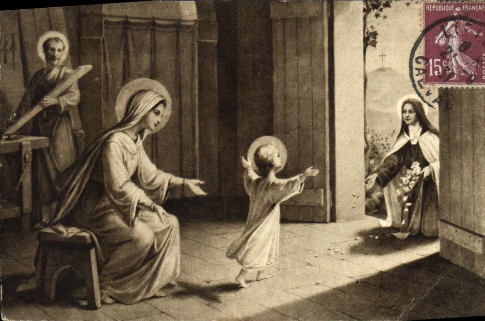 Sainte Thérèse de l'Enfant-Jésus — Allegorie der Blumen unter den Füßen — Verlag Denos - Vorderseite