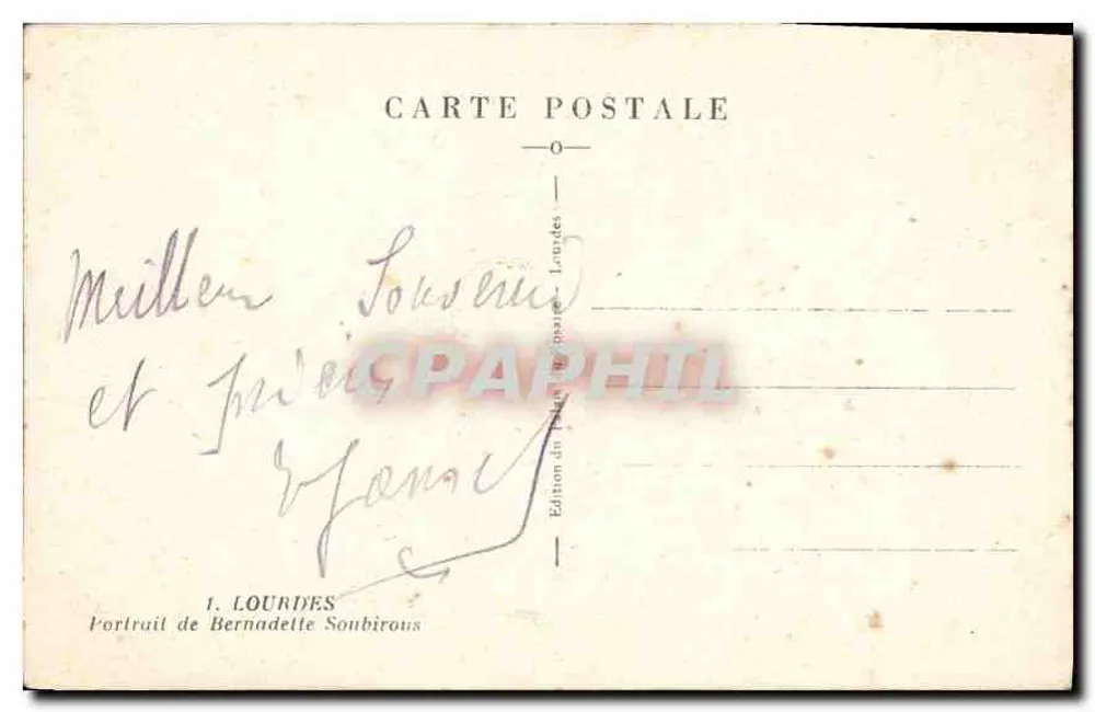 Retrato de Bernadette Soubirous — Edição Lourides — n°1 - Verso