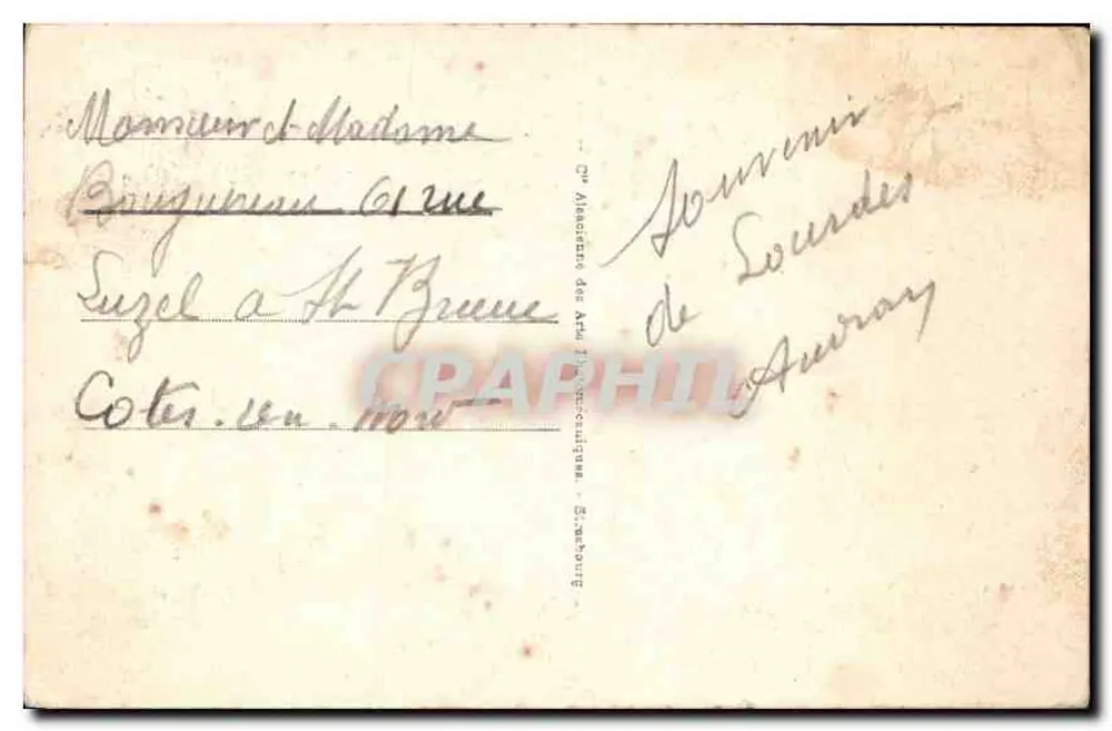 Lourdes - O Calvário dos Bretões — editor G. Alexandre des Arts Physiocoïdiques, Strasbourg, n° 273 - Verso