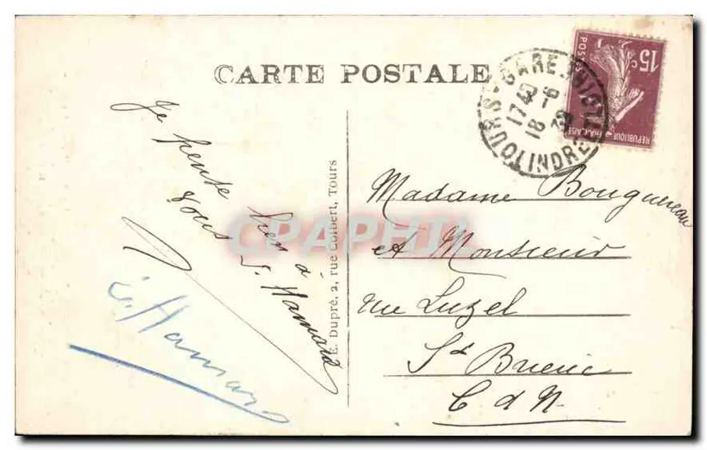 Tours (Loire) — A Basílica de São Martinho, lado Noroeste — Laloux, arquiteto — A.P. - Verso