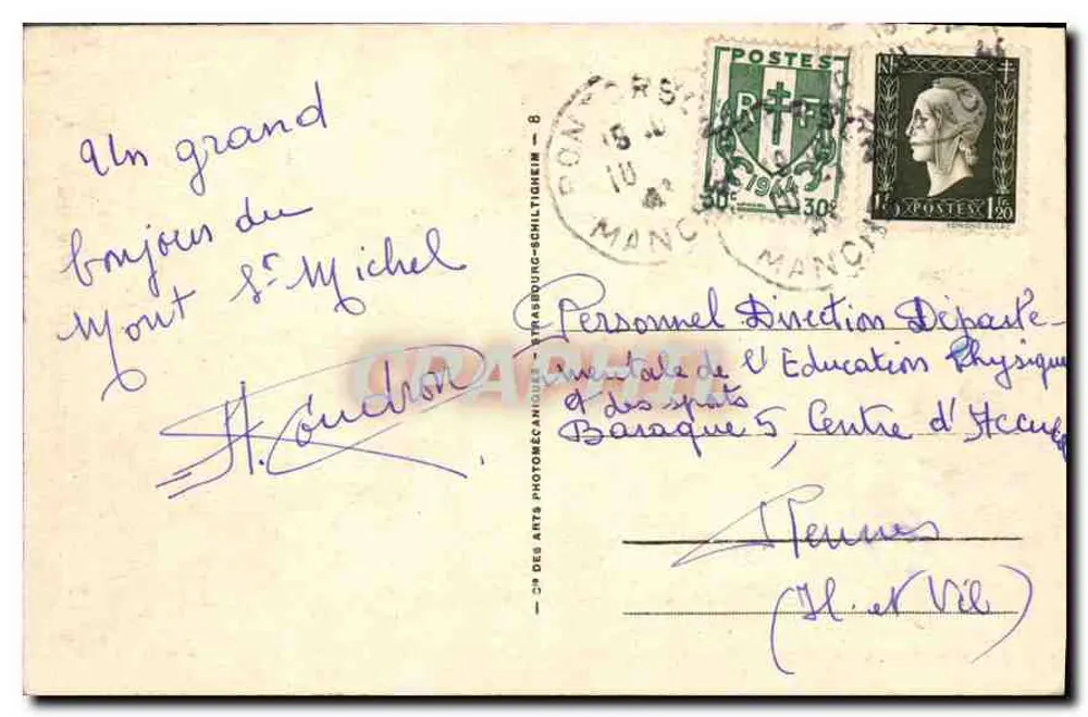 Monte Santo-Michel — À maré alta — editor A.H. n°49 - Verso