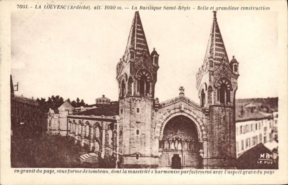Die Basilika Saint-Régis in La Louvesc (Ardèche) — Schöne und majestätische Granitbauweise, harmonisch mit dem ernsten Aussehen der Landschaft — Verlag MB Le Puy, n° 7051 - Vorderseite
