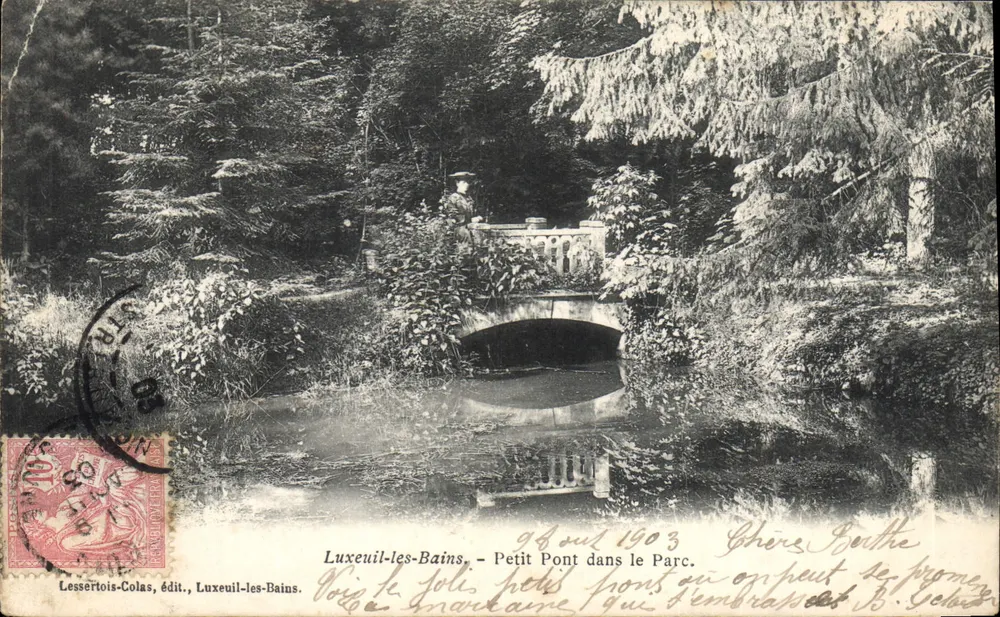 Luxeuil-les-Bains — Petit Pont dans le Parc — Lessertois-Colas, édit., Luxeuil-les-Bains - Frente