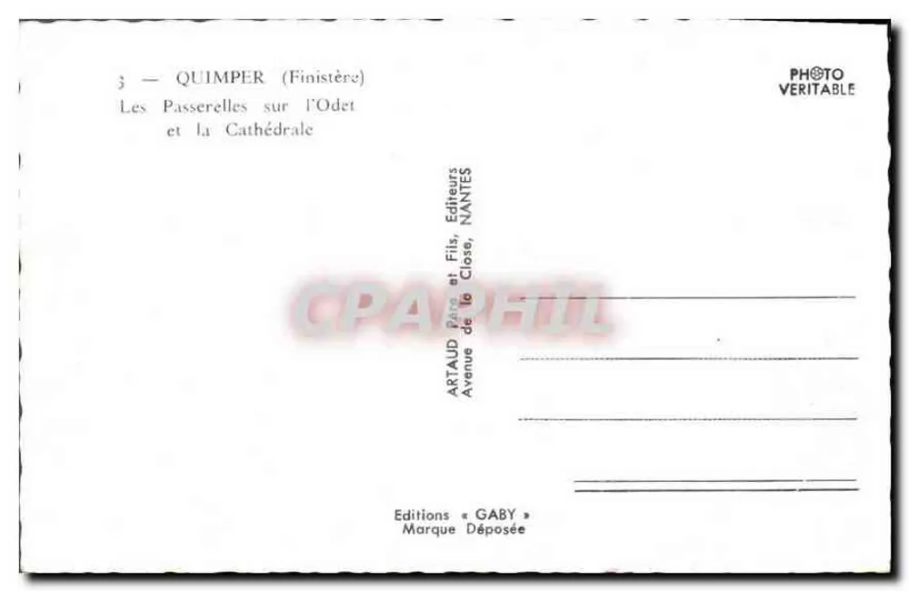 Quimper (Finistère) — Die Passerelles über den Odet und die Kathedrale — Editions Gaby - Rückseite