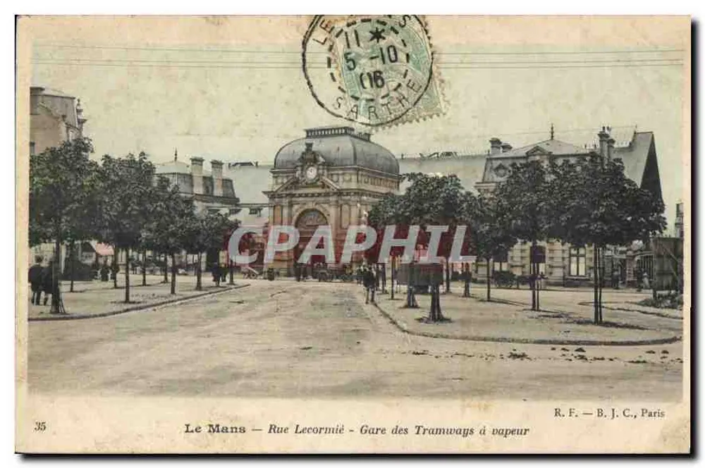 Le Mans — Rue Lecormié — Dampftramway-Station — R. F. — B. J. C., Paris - Vorderseite