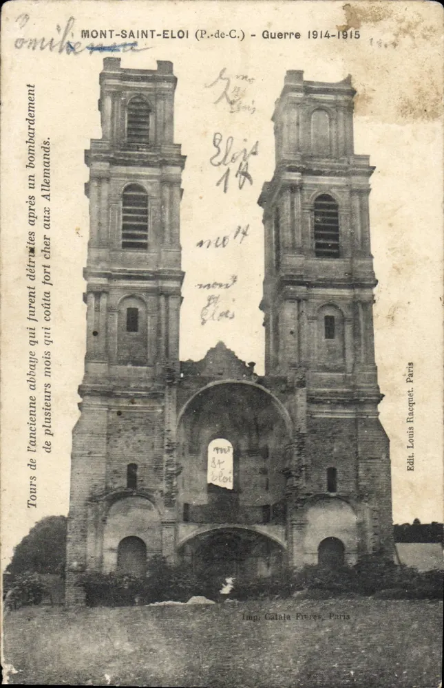 Mont-Saint-Éloi (P.-de-C.) — Desgraça após bombardeio — Louis Racquet, Paris - Frente