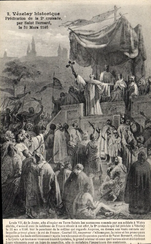 Historisches Vézelay — Predigt der Zweiten Kreuzzugs durch Heiliger Bernard, 31. März 1146 — Libr. Pap. Pothain frères, édit. Avalon - Vorderseite