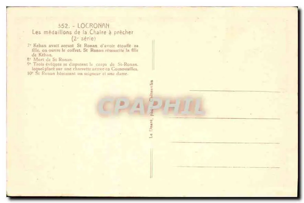 Locronan — Die Medaillons der Predigtbank — 2. Serie - Rückseite