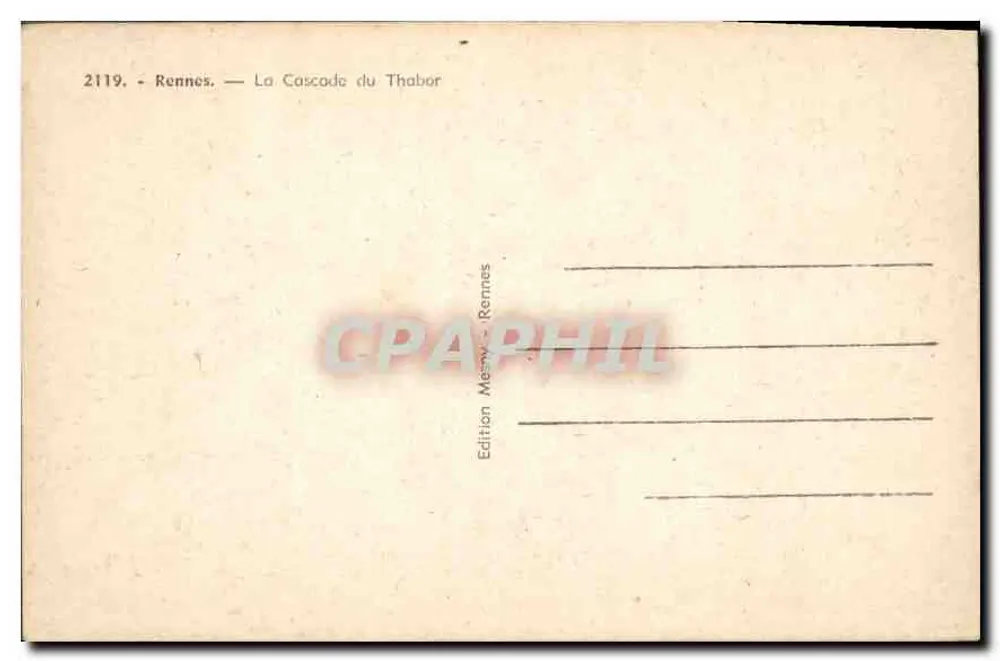A Cascata do Thabor — Rennes — Edição Mesny-Rennes - Verso