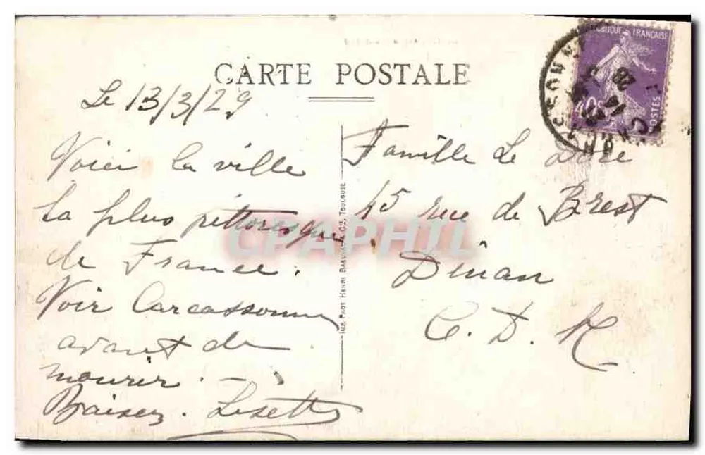 Cidade de Carcassonne — Vista Geral Sudeste — Editor não identificado, n°2 - Verso