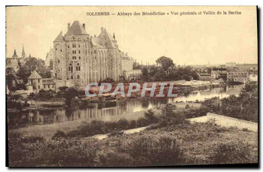 Solemes — Benediktinerabtei — Allgemeiner Blick und Tal der Sarthe - Vorderseite