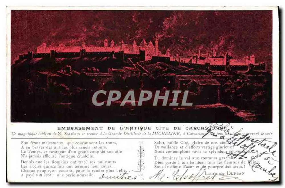 Abraço da antiga cidade de Carcassonne — vista impressa — editor Micheline - Frente