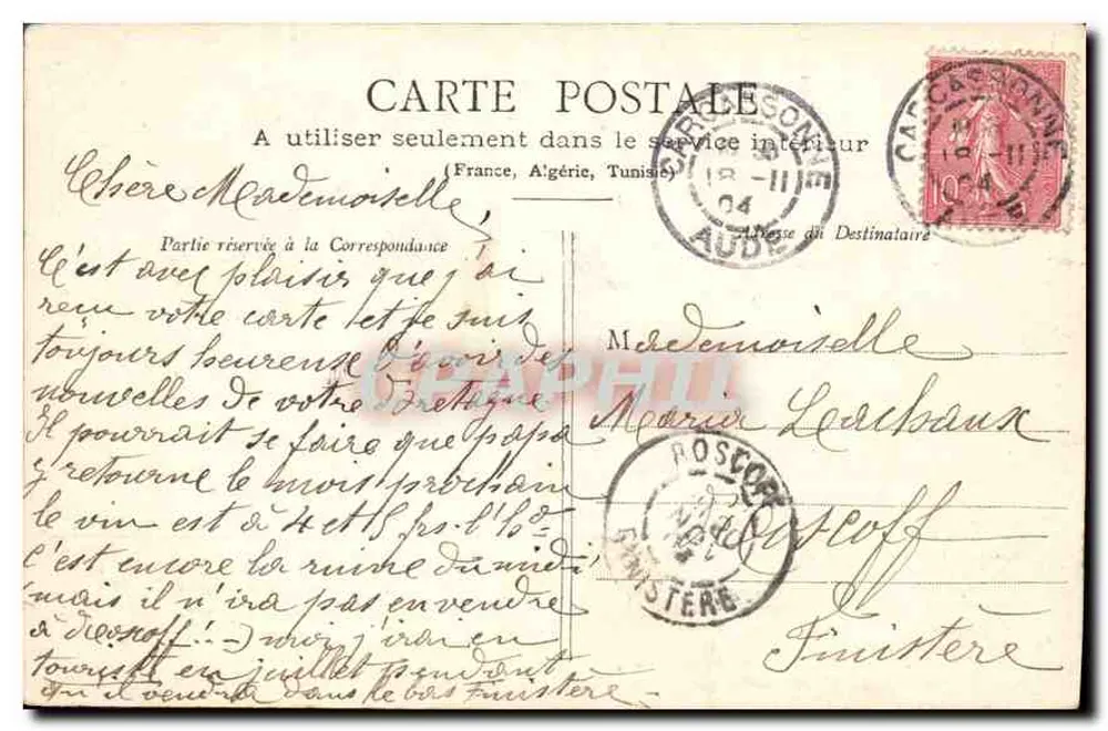 Abraço da antiga cidade de Carcassonne — vista impressa — editor Micheline - Verso