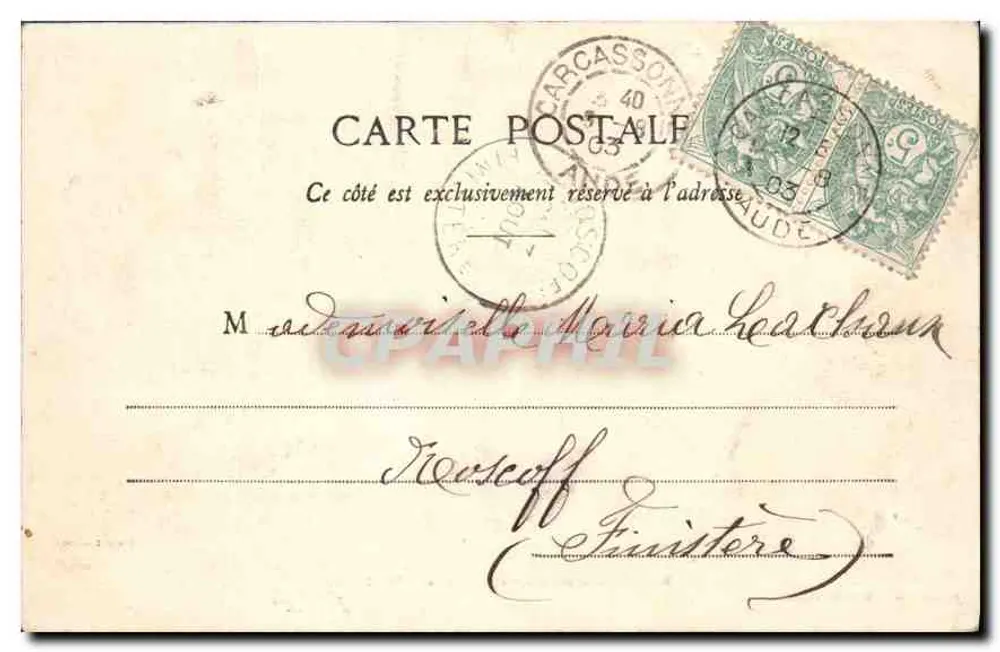 Ruinen des alten Bischofssitzes Alet — Tal der Aude — Phototypie Labouche frères, Toulouse - Rückseite
