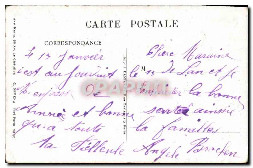 Jeanne la Lorraine no pátio da catedral — Reims — Imp. J. Dailly, Paris - Verso