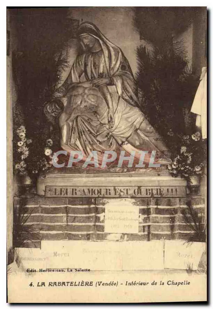 La Rabatelière (Vendée) — Binnenkant van de Kapel — Uitg. Herbrecau, La Salette - Voorkant