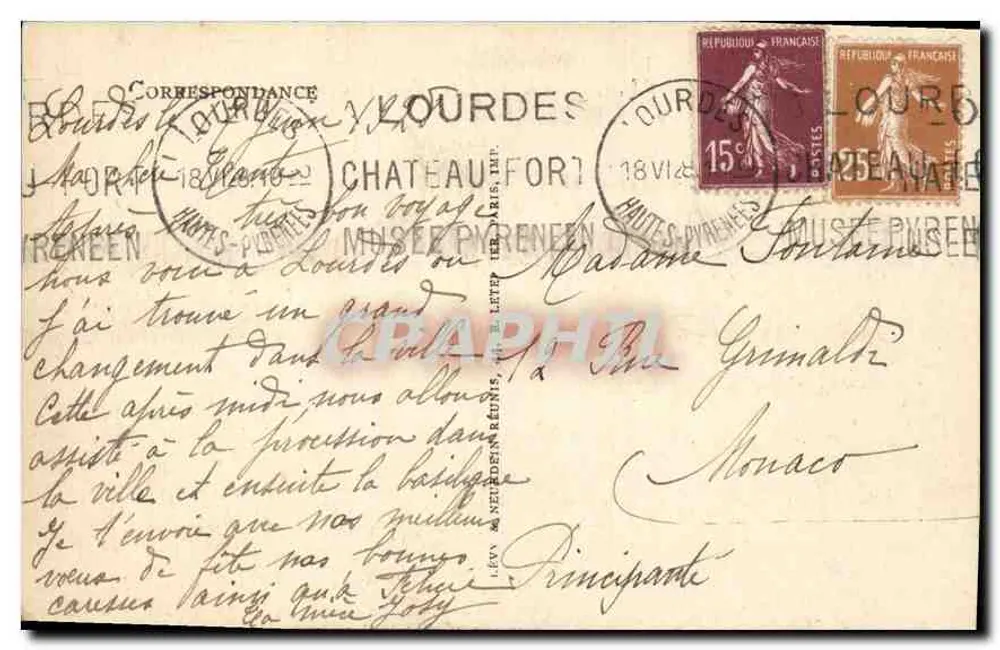 Lourdes — L'Esplande und die Basilika. Ansichten des Château-Fort — LL, n° 209 - Rückseite