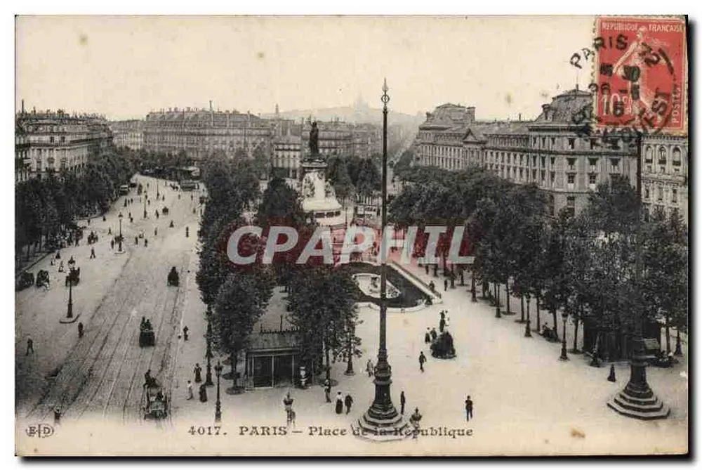 Paris — Praça da República — Editor E.D. n°4017 - Frente